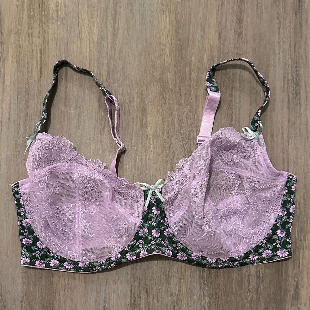 Adore Me Purple & Green Lace Bra